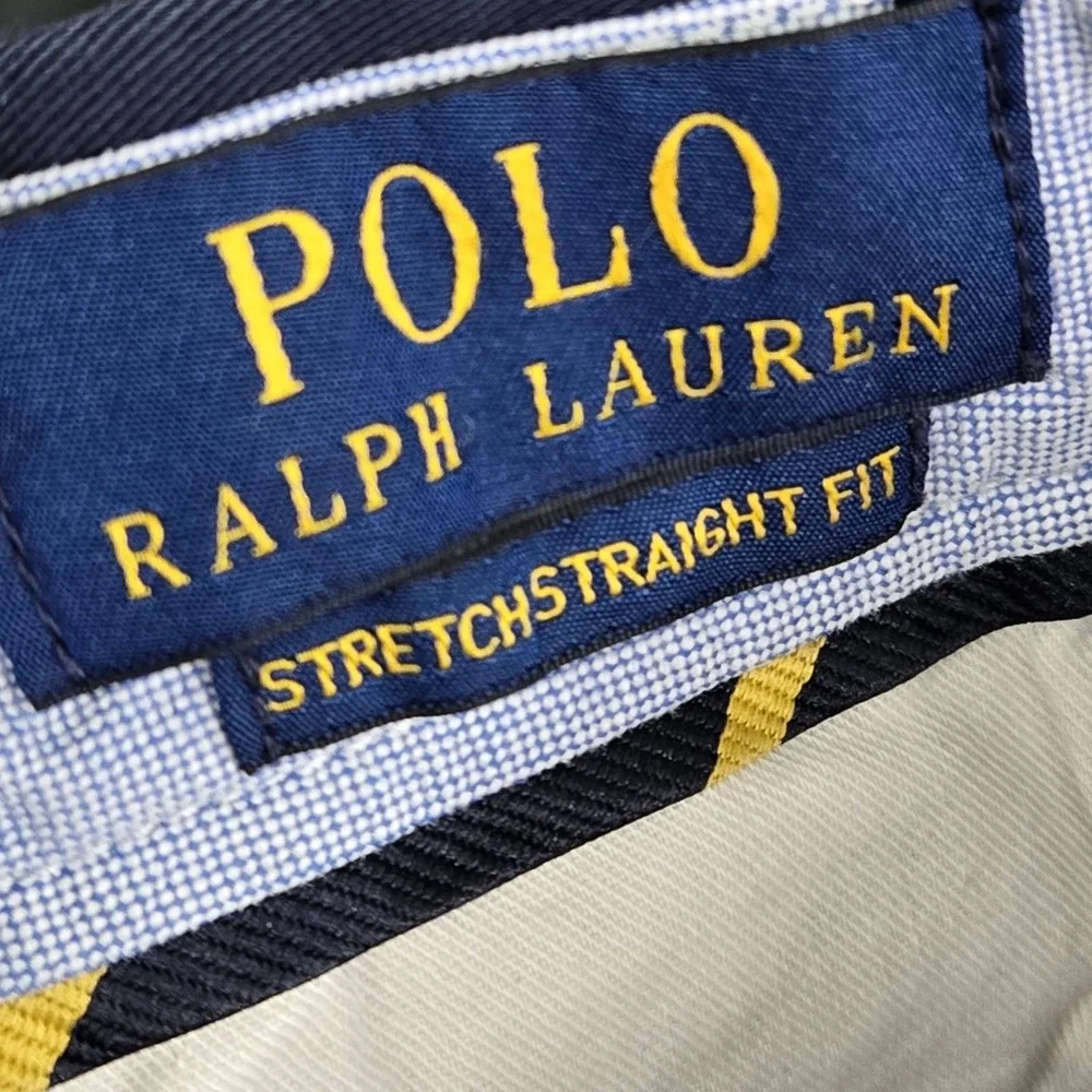 Polo Ralph Lauren Men Pants 33/30 Navy Embroidered Chino Twill Stretch READ